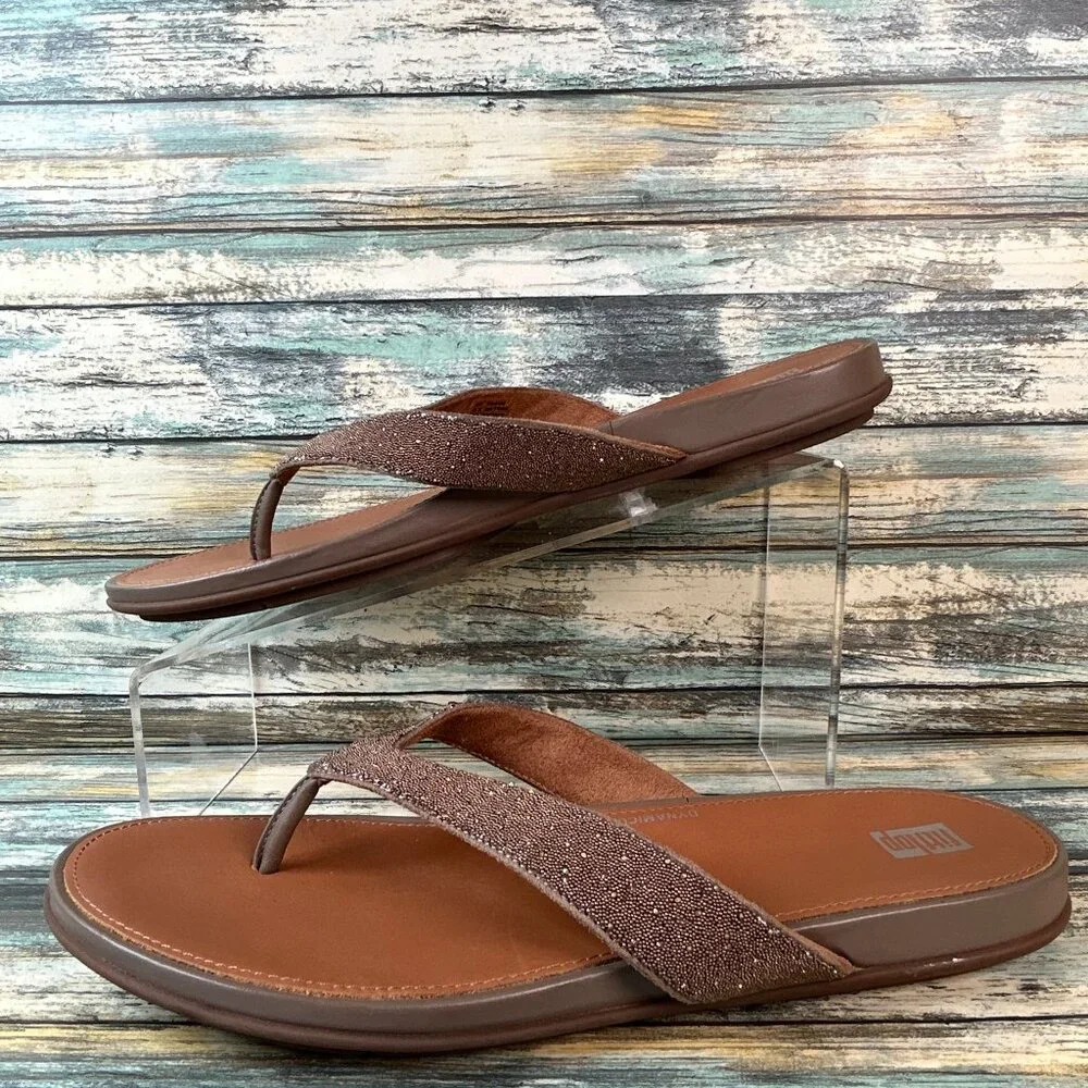 Fitflop Flip Flop Sandals Womens Size 10 Brown Casual Thongs Shimmery